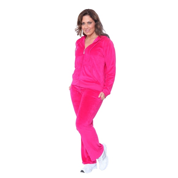 Plus Velour 2 Piece Warm-up Set Fuchsia PS2828-03 - Picture 8 of 8